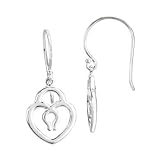 Sterling Silver Heart Lock Earrings