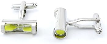 1 Pair Cufflinks Cuff Links PS009 Fluorescent Yellow Hourglass Mens Vintage Gift for Tuxedo Shirts Wedding Party