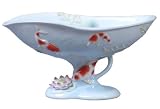 8.25 inch Art Nouveau White Porcelain Koi Fish With Lotus Tray