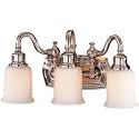 Murray Feiss VS8003-PN Three-Light Canterbury Collection Vanity Strip, Polished Nickel with Opal White Etched Glass Shades