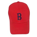 MLB BOSTON RED SOX RED HAT CAP COTTON BLUE LOGO ADJ NEW