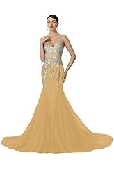 V-neck Mermaid Crystal Evening Dress/Prom Dress/Party Dress/Wedding Dress 