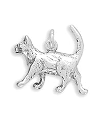 Sterling Silver Walking Cat Charm