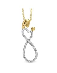 0.10 Carat (ctw) Sterling Silver Round Diamond Mothers day Special Mom Child Ladies Pendant 1/10 CT