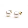 AAA Quality Round 6.5-7mm Akoya SaltWater cultured White Pearl Earrings with 14K Yellow Gold Mount