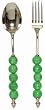Decorative Salad Server with Mint Green Glass Bead Handle