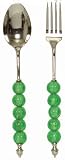 Decorative Salad Server with Mint Green Glass Bead Handle