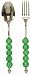 Decorative Salad Server with Mint Green Glass Bead Handle
