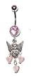Angel Belly Button Ring with Cats eye hearts