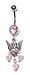 Angel Belly Button Ring with Cats eye hearts