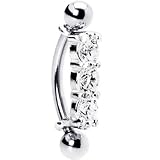 Silver 925 Clear Austrian Crystal Trilogy Eyebrow Ring