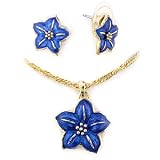 Gold White Metal with Montana Epoxy Set, Weight: 12.60gm - Blue Flower