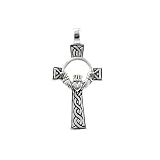 Celtic Cross Pendant - Sterling Silver Irish Celtic Claddagh Cross Knot Pendant