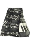 楽譜 鍵盤 黒 シフォン スカーフ Music Staff and Keyboard Scarf - Black 楽譜