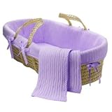 Tadpoles Cable Knit Moses Basket Set in Lavender