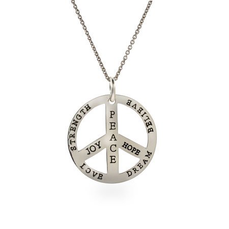 Eve's Addiction Inspirational Sterling Silver Reversible Peace Sign Pendant