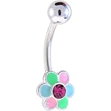 Pastel ENAMEL DAISY Belly Button Ring