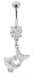 MINI BELLY RING WITH DANGLING SILVER FISH