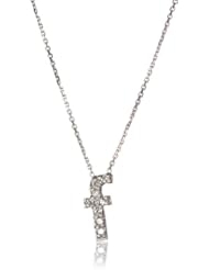 KC Designs "Initially Yours" 14k White Gold and Diamond Typewriter Lowercase Initial Pendant Necklace Chain 16"