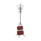 Southern Enterprises Black Standing Coat Rack with Rattan Storage