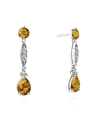 Genuine Citrine 14kt White Gold Dangle Drop Earrings