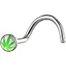 Surgical Steel White and Green GANGA LEAF Logo Nose Ring