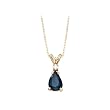 14K Yellow/White Gold 0.03 ct. Diamond and 3/4 ct. Teardrop Shaped Sapphire Pendant with Chain