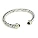 CZ Diamond Onyx Silver Cable Bangle
