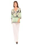 Mila V-Neck Tunic by Olian -- Black/Yellow/Blue, Small