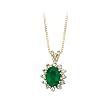 14K Yellow/White Gold 0.15 ct. Diamond and 3/4 ct. Oval Shaped Emerald Pendant with Chain