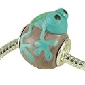 Lampwork Glass Blue Frog Charm Bead will fit Pandora/Troll/Chamilia Style Charm Bracelet