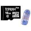 TOPRAM 16GB microSD microSDHC 16G Memory Card Class 6 with SD Adapter and R1 Card Reader - TRmicroSD16Gc6R1
