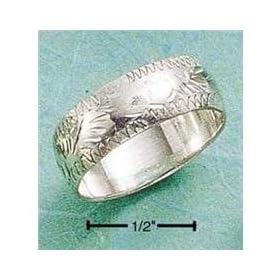 Plain Sr-122 : Sterling Silver 6mm Scrolled Wedding Band Sizes 5-13