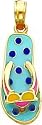 14K Gold Enameled Polka-Dot Flip-Flop w/Glasses Pendant