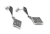 Diamond Shape Hanging Marcasite Earrings