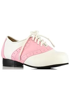 Children's 1 Inch Heel Saddle Shoe (Pink/White;Small)