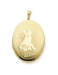 Gold 20mm My Love with Couple Oval Locket