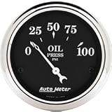Auto Meter 1727 Street Rod Old Tyme Black Short Sweep Electric Oil Pressure Gauge