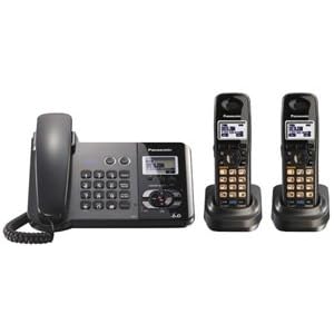 Panasonic DECT 6.0 2-Line Black Corded Cordless Telephone with Two Handsets (KX-TG9392T) by Panasonic