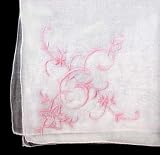 Cotton Handkerchief with Large Monogram Embroidery in Pink