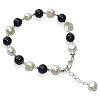 Made with Swarovski Elements� 8mm Fresh Water Nugget Pearl and Round Black Onyx Gemstone .925 Sterling Silver Adjustable 7" 7.5" 8" Bracelet With Lobster Claw Clasp