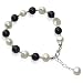 Made with Swarovski Elements� 8mm Fresh Water Nugget Pearl and Round Black Onyx Gemstone .925 Sterling Silver Adjustable 7" 7.5" 8" Bracelet With Lobster Claw Clasp