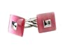 Riveting Pink Square Catseye Silver Cufflinks with Gift Box