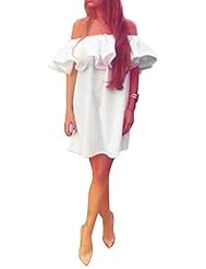 Girls Polyester Above the Knee Short Belted  Off the Shoulder Summer  Dress With Ruffles