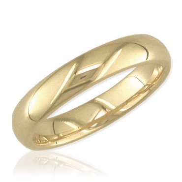Comfort Fit Polished 10k Gold 4mm Band, Size 9