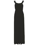 Black Knit Long Dress U Shape Neck Back Tide Strap