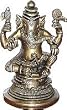 The Ganesha Brass Sitting Sculpture 2.75 x 2.75 x 4.75 inches (ganeshab001)