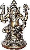 ShalinCraft The Ganesha Sculpture in Brass in Sitting Posture 2.75 x 2.75 x 4.75