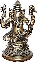 The Ganesha Brass Sitting Sculpture 2.75 x 2.75 x 4.75 inches (ganeshab001)