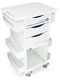 TrippNT 51007 High Density Polyethylene/ABS Core DX Multi Tasking Storage Lab Cart with 3" Rubber Casters, 174lbs Capacity, 23" Width x 34.5" Height x 17.5" Depth, 6 Shelves